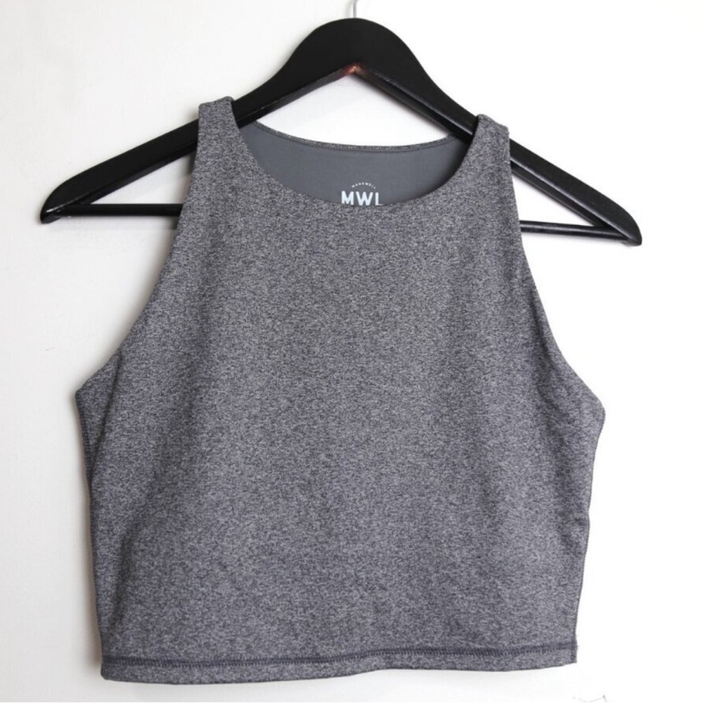 Madewell MWL Form Racerback Crop Top in Heather Gray - Size Medium